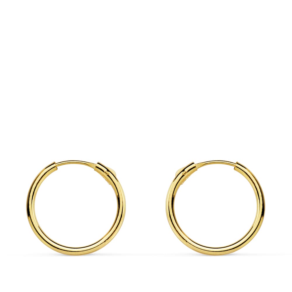 18K Aros Oro Amarillo Huecos Redondos 13X1.20 Mm