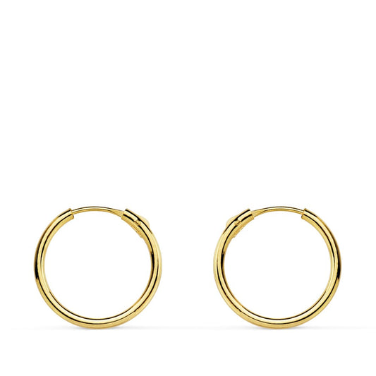 18K Aros Oro Amarillo Huecos Redondos 13X1.20 Mm