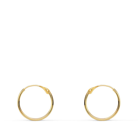 18K Aros Oro Amarillo Tubo Huecos 10X0.8 Mm