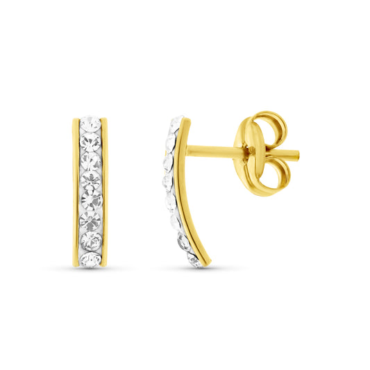 18K Pendientes Oro Amarillo Circonita 9X2 Mm Cierre Presion