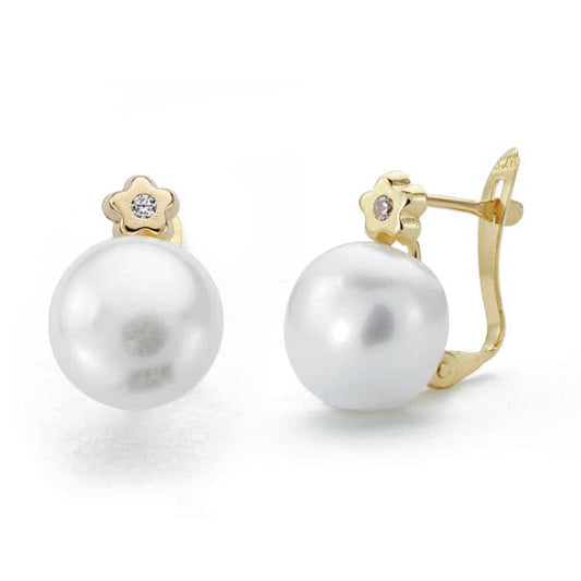9K Pendientes Oro Amarillo Perla 13X9 Mmcatalan Cierre Catalan