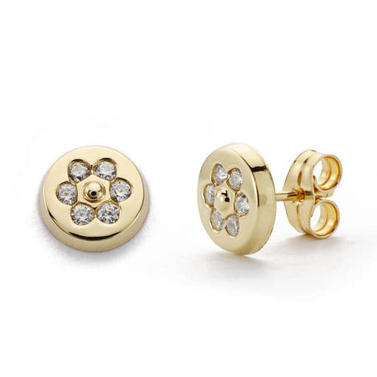 9K Pendientes Oro Amarillo Redondos 8 Mm Cierre Presion