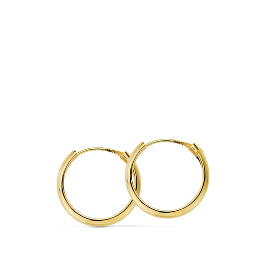 18K Aros Oro Amarillo Media Caña Lisos Ligeros 14X2 Mm