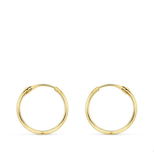 18K Aros Oro Amarillo Media Caña Lisos Ligeros. 16X2 Mm