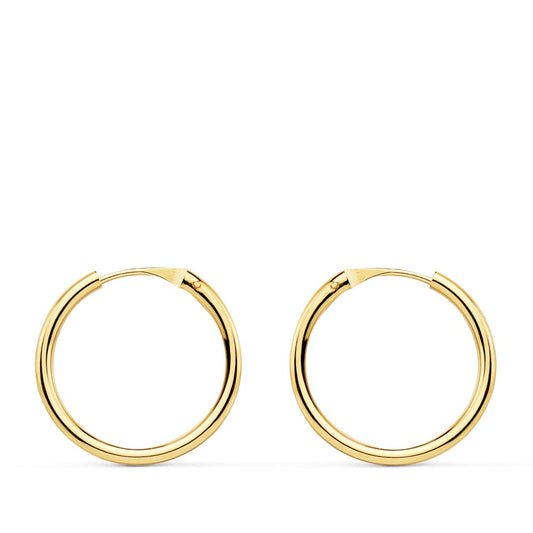 18K Aros Oro Amarillo Redondos Lisos Ligeros 16X1.50 Mm