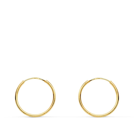 18K Aros Oro Amarillo Redondos Lisos Ligeros 12X0.8 Mm