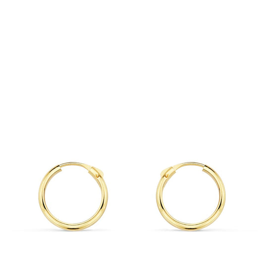 18K Aros Oro Amarillo Media Caña Lisos Ligeros. 12X2 Mm