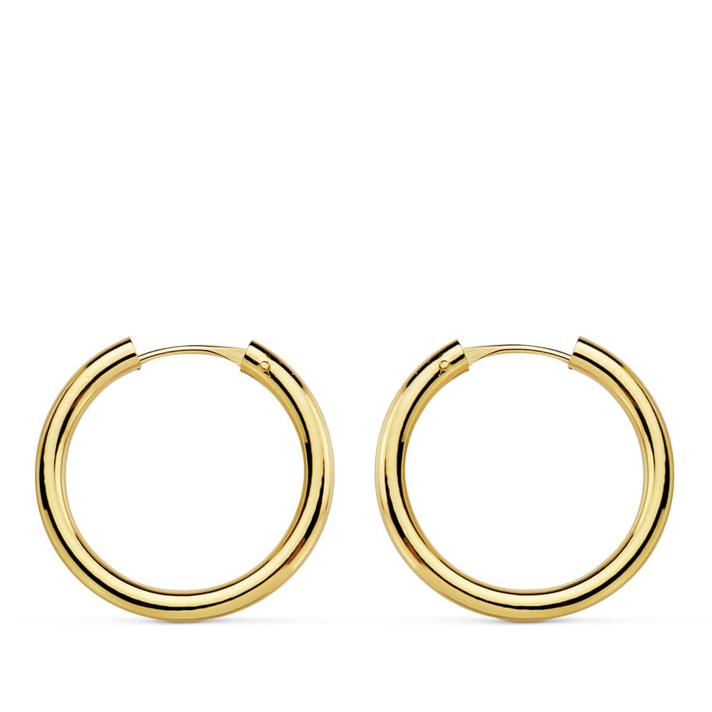 18K Aros Oro Amarillo Redondos Lisos Ligeros 18X2 Mm