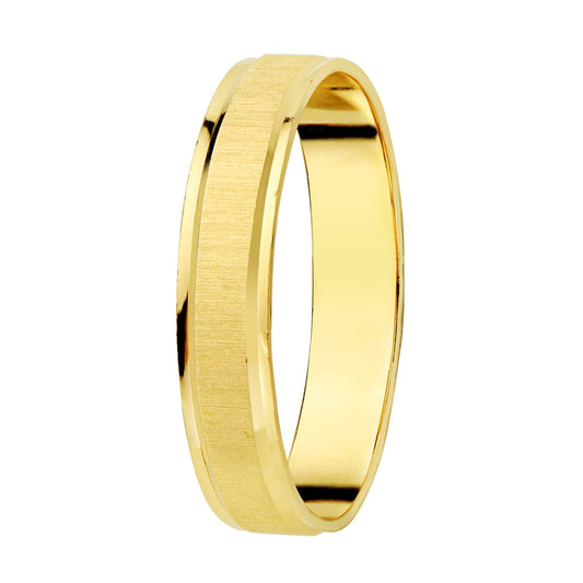 18K Alianza Oro Amarillo Mate Y Brillo 3,5 Mm