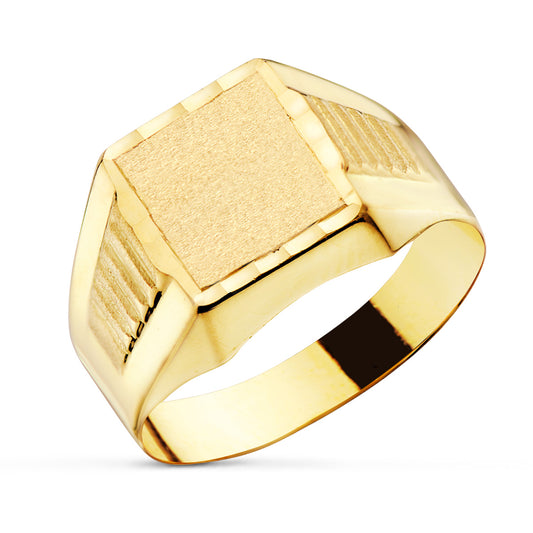 18K Sello Oro Amarillo Cadete Hueco Tallado Zona Grabado 7 X 7 Mm