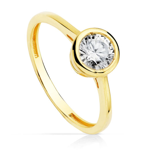 9K Solitario Oro Amarillo Con Circonita 5,5 Mm