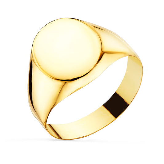 18K Sello Oro Amarillo Hueco Liso En Brillo. Zona Grabado: 13X10 Mm