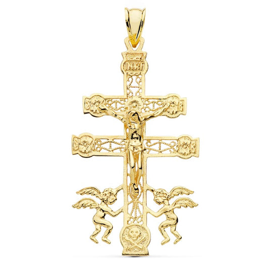 9K Cruz Oro Amarillo Caravaca 49X27 Mm