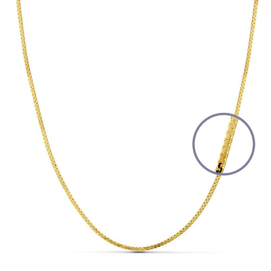 18K Cadena Oro Amarillo Maciza Plana 40Cm 1 Mm