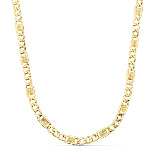 18K Cadena Oro Amarillo Eslabones Huecos 3X1. Largo 60Cm Ancho 5 Mm