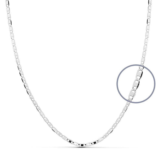 18K Cadena Maciza Oro Blanco 40Cm 1.8 Mm