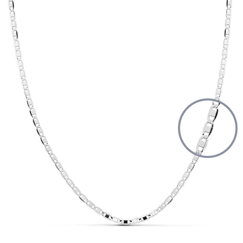 18K Cadena Maciza Oro Blanco 45Cm 1.8 Mm