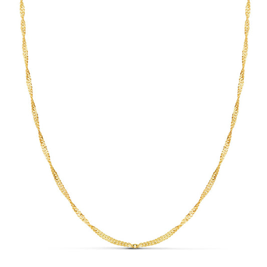 18K Cadena Oro Amarillo Singapur Hueca 2 Mm 50Cm