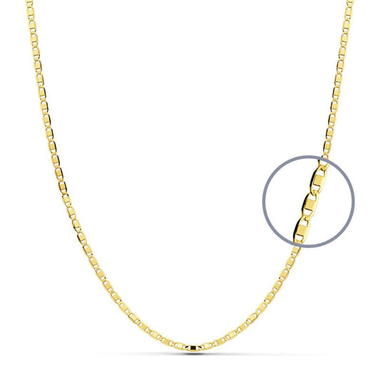 18K Cadena Oro Amarillo Maciza Plana 45Cm 1.5 Mm