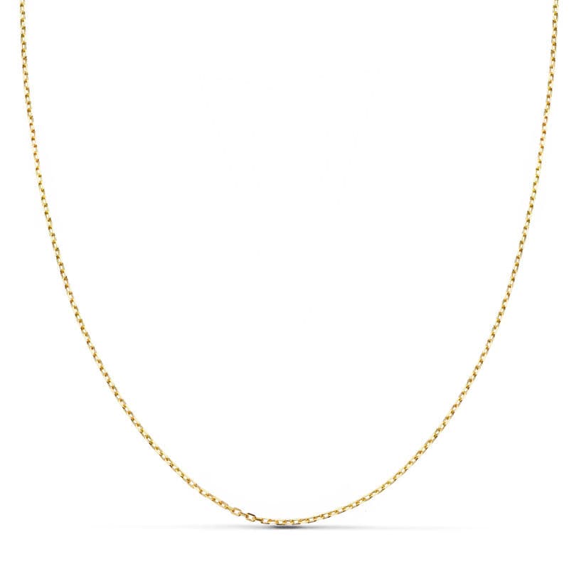 18K Cadena Oro Amarillo Maciza Forzada 40Cm 0.06 Mm