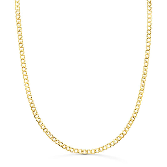 18K Cadena Oro Amarillo Barbada Hueca 3.5Mm 50Cm