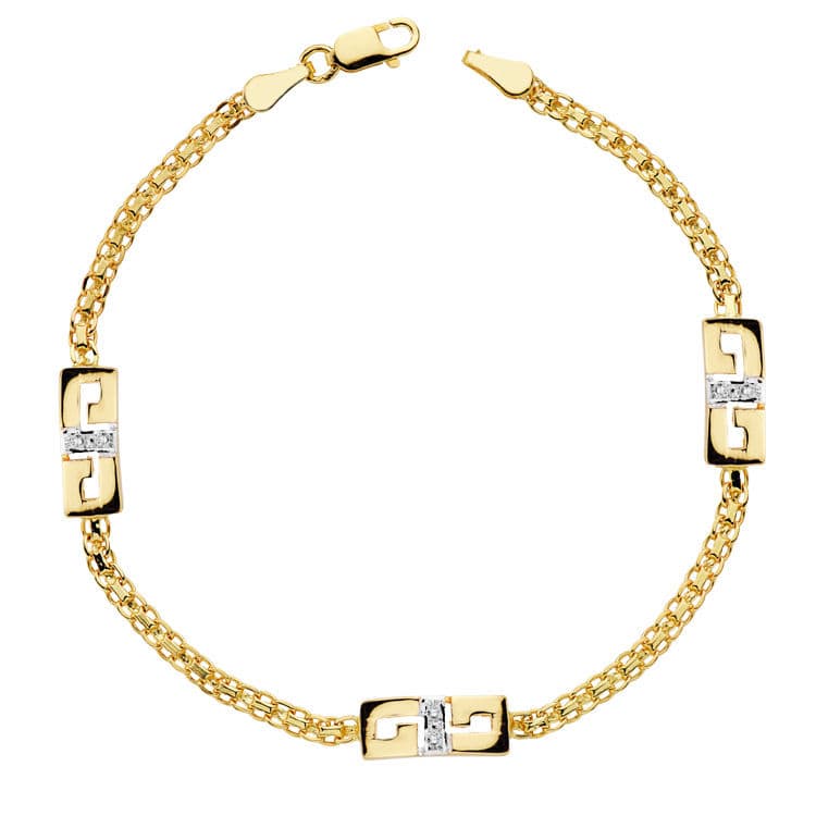 18K Pulsera Bicolor Circonita 17Cm