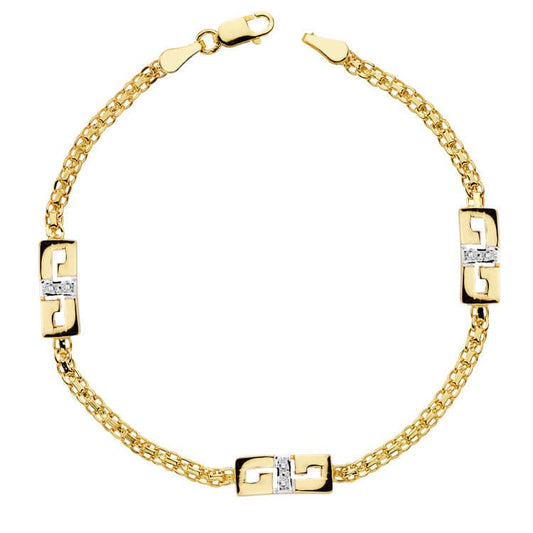 18K Pulsera Bicolor Circonita 17Cm