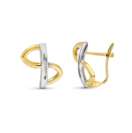 18K Pendientes Bicolor Circonita 14X11 Mm Cierre Catalan