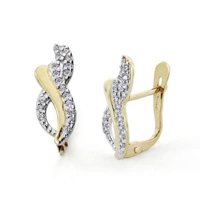 18K Pendientes Oro Bicolor Comunion Circonita 14X5 Mm Cierre Catalan