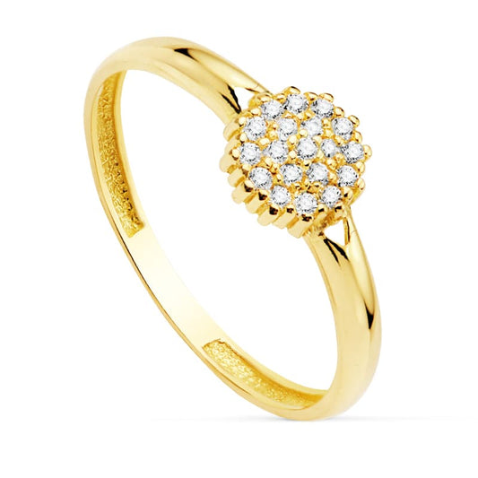 18K Sortija Oro Amarillo Comunion Flor 6X6 Mm Ancho Cuerpo 2.8 Mm