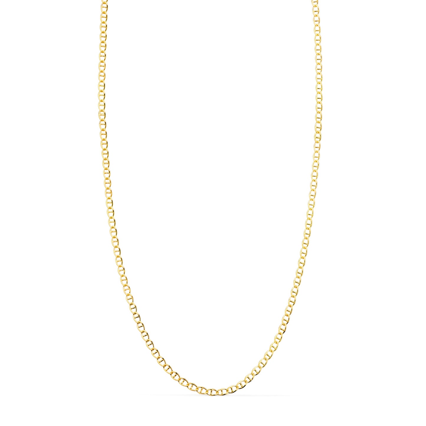 18K Cadena Oro Amarillo Ancla Maciza Largo 60Cm Ancho 1,2 Mm