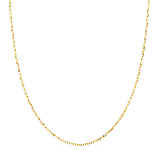 18K Cadena Oro Amarillo Forzada Ancla Maciza Bordes Tallados Ancho: 1,5 Mm. Largo: 60Cm