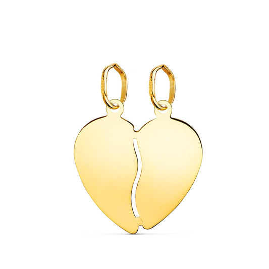 18K Colgante Oro Amarillo Corazon Partido Brillo 17X15 Mm