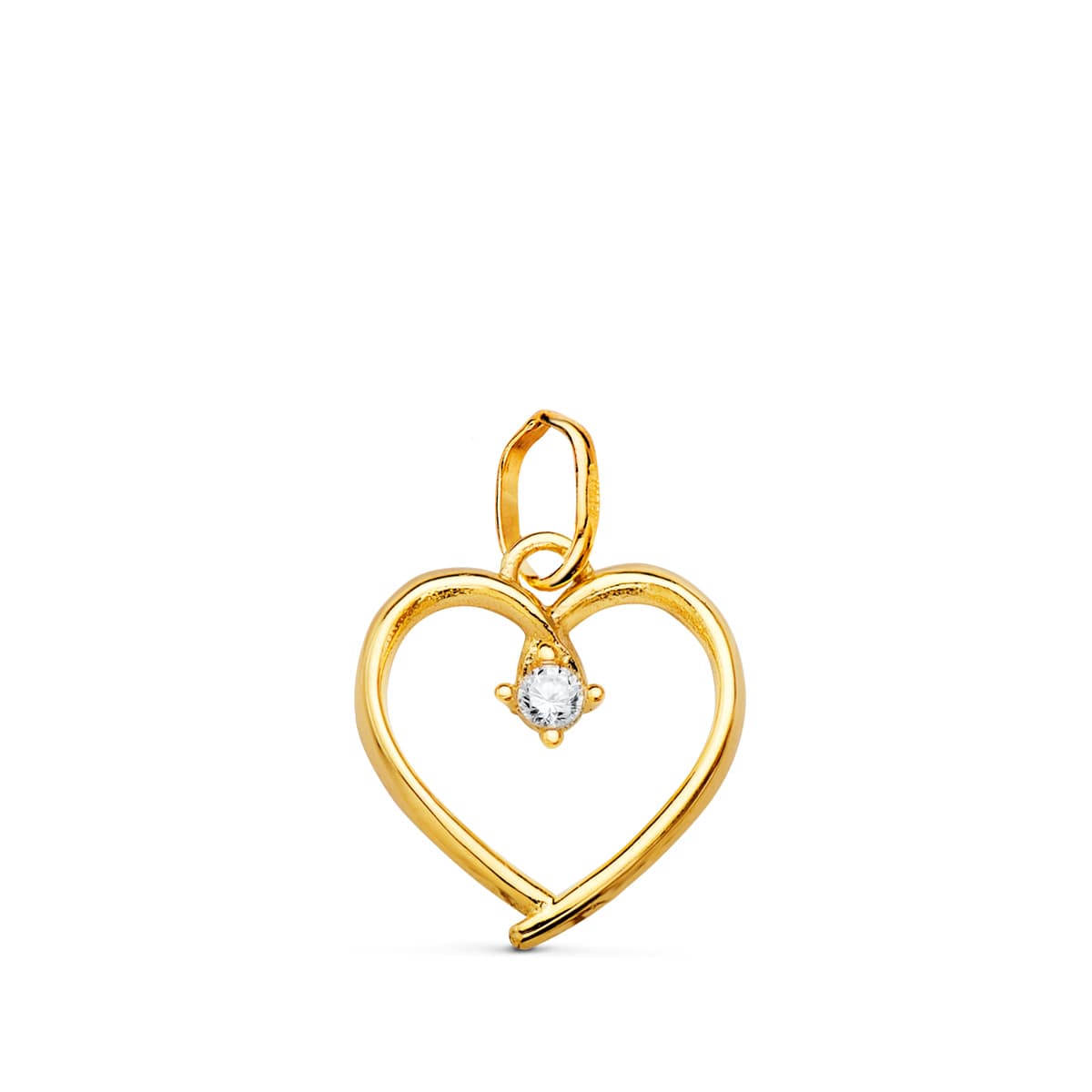 18K Colgante Oro Amarillo Corazon Con Circonita De 2 Mm 13X12 Mm