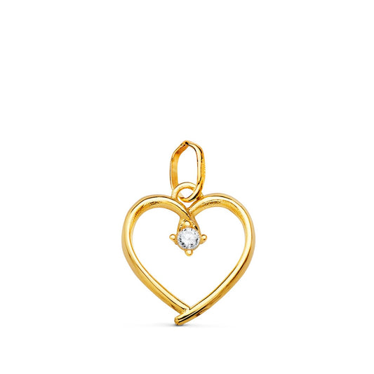18K Colgante Oro Amarillo Corazon Con Circonita De 2 Mm 13X12 Mm