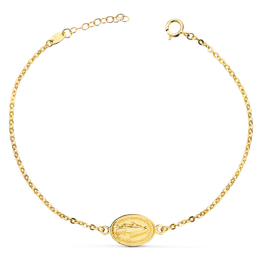 18K PULSERA ORO AMARILLO CON MEDALLA ORO AMARILLO MILAGROSA 13 X 10 MM. LARGO: 17 2 CM