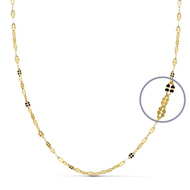18K Cadena Maciza Oro Amarillo Diamantada 45Cmx1.5.