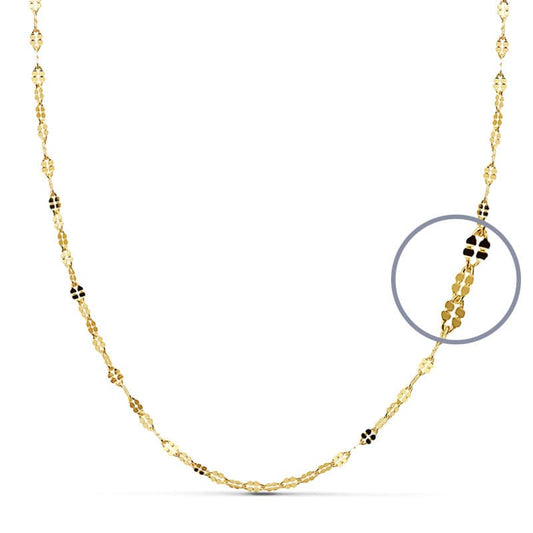 18K Cadena Maciza Oro Amarillo Diamantada 40Cmx1.5.