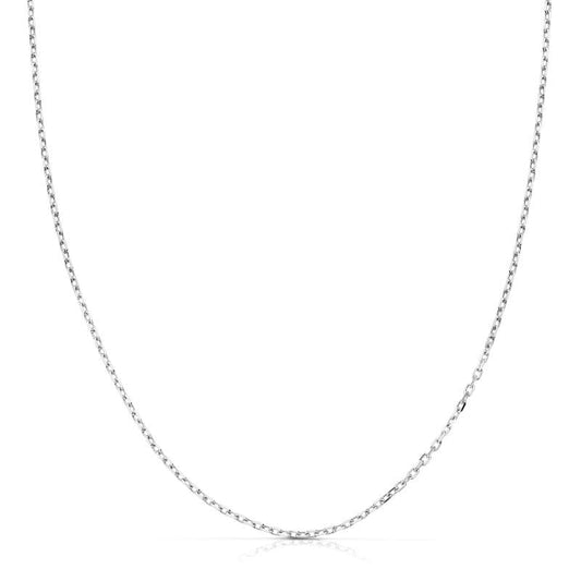 18K Cadena Maciza Oro Blanco Forzada 40Cm Ancho 1 Mm
