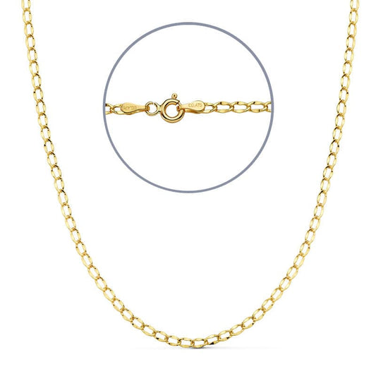 18K Cadena Bilbao Hueca Oro Amarillo 45Cm 2 Mm