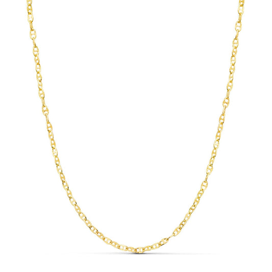 18K Cadena Oro Amarillo Ancla Hueca Largo 50Cm Ancho 2 Mm