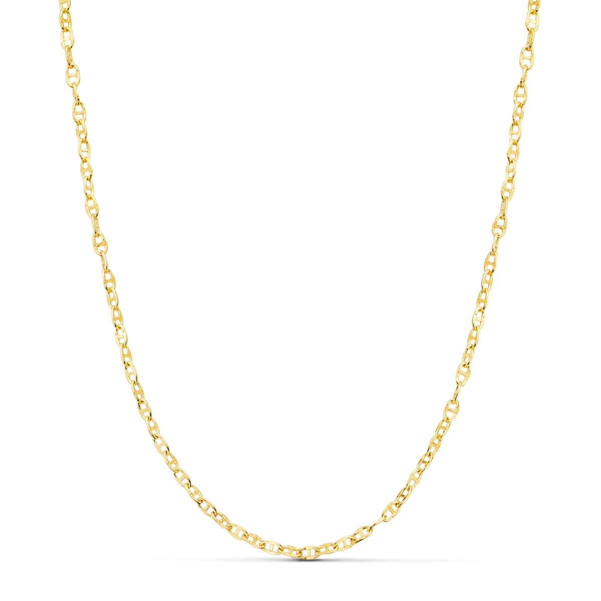 18K Cadena Oro Amarillo Ancla Hueca Largo 45Cm Ancho 2 Mm