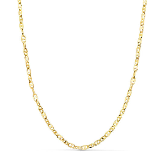 18K Cadena Oro Amarillo Ancla Hueca Largo 50Cm Ancho 2.5 Mm