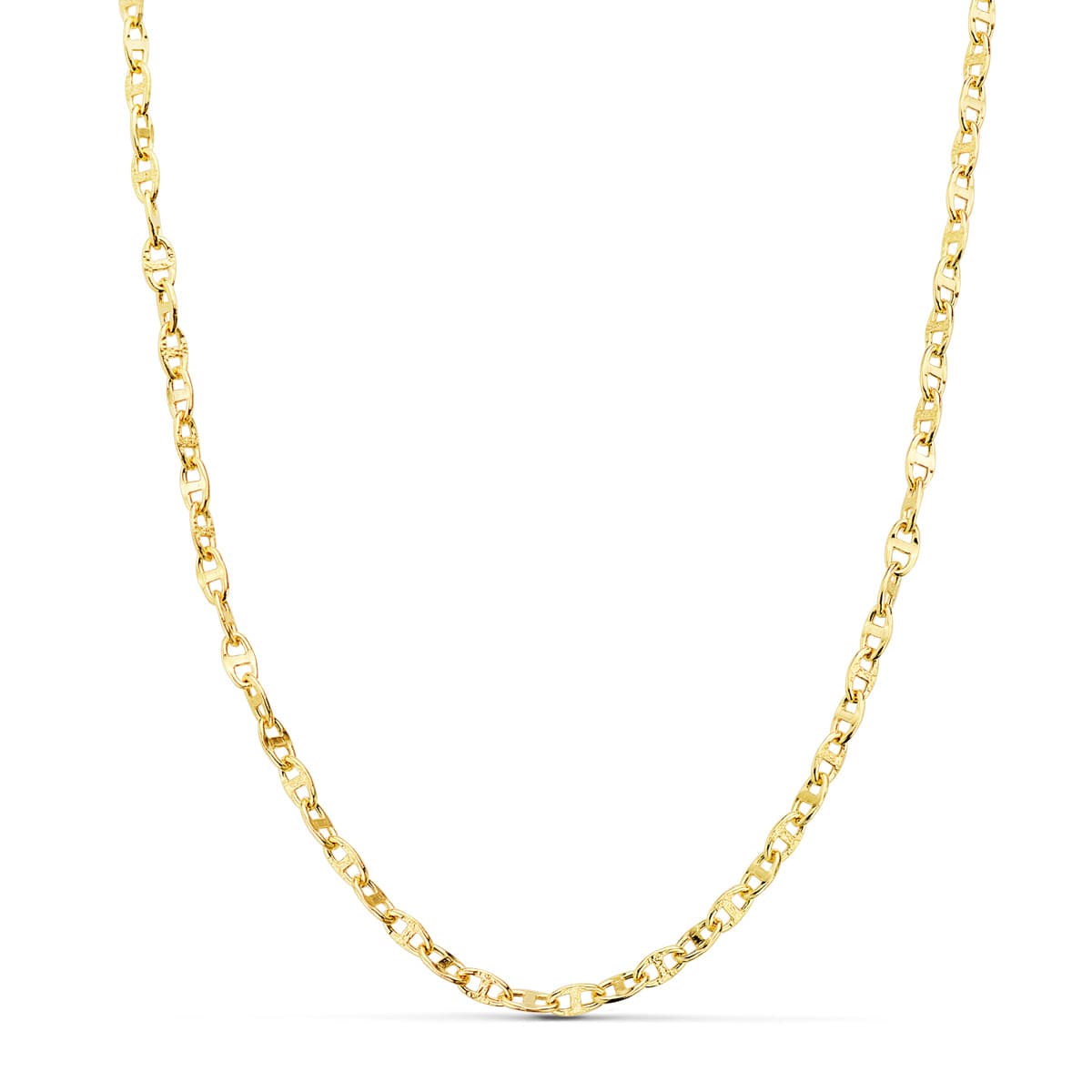 18K Cadena Oro Amarillo Ancla Hueca Largo 60Cm Ancho 2.5 Mm
