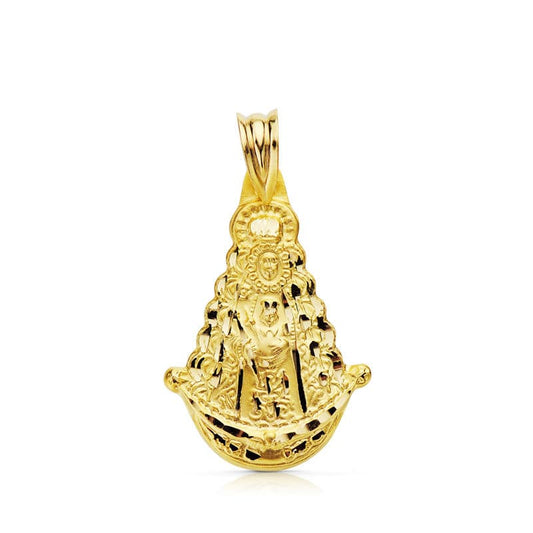 9K MEDALLA ORO AMARILLO VIRGEN ROCIO SILUETA 26 X 17 MM