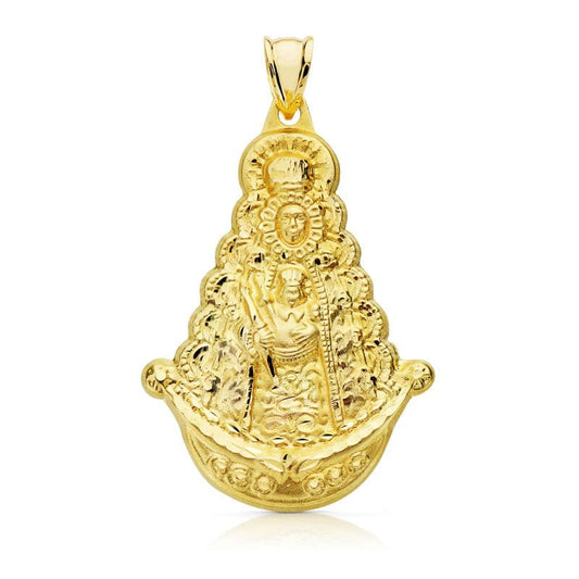 9K MEDALLA ORO AMARILLO VIRGEN DEL ROCIO SILUETA 40X25 MM