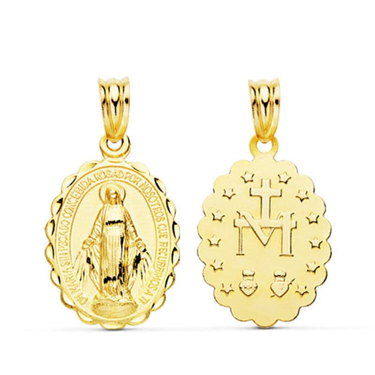 9K Medalla Oro Amarillo Escapulario Oro Amarillo Virgen De La Milagrosa 23X14 Mm 1.60 Gr