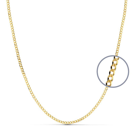 18K Cadena Oro Amarillo Barbada 60Cm Maciza 2 Mm