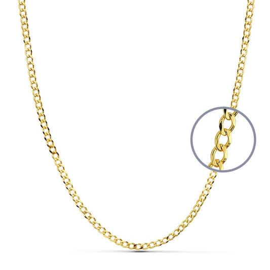 18K Cadena Oro Amarillo Barbada 50Cm Maciza 3Mm