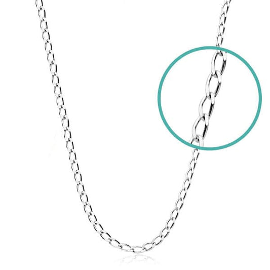 18K Cadena Maciza Oro Blanco Bilbao 1 Mm 40Cm